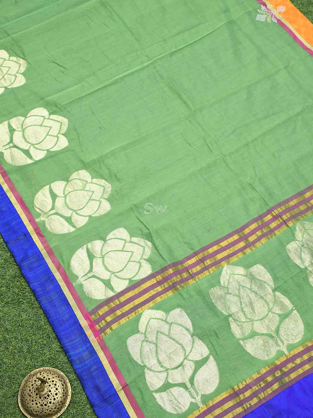 Parrot Green Chanderi Silk Handloom Banarasi Saree - Sacred Weaves
