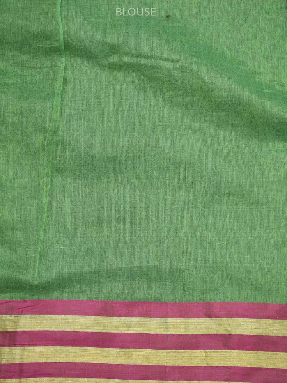 Parrot Green Chanderi Silk Handloom Banarasi Saree - Sacred Weaves