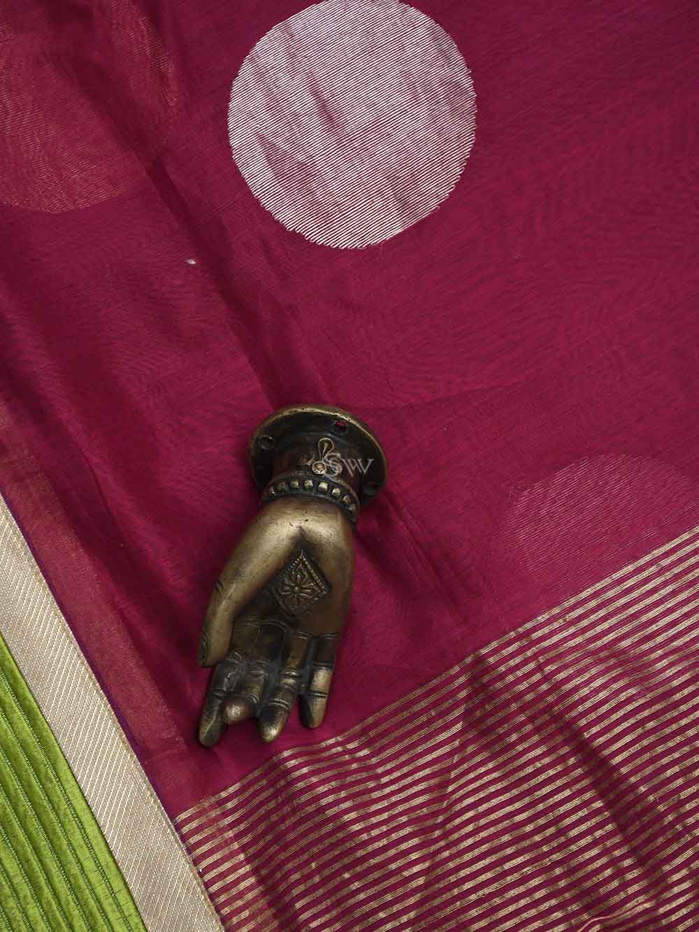 Dark Pink Boota Chanderi Silk Handloom Banarasi Saree - Sacred Weaves