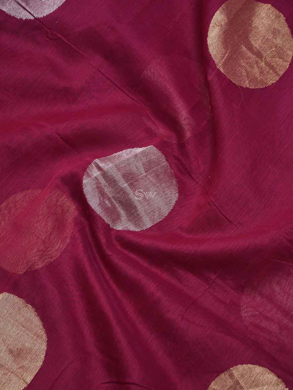 Dark Pink Boota Chanderi Silk Handloom Banarasi Saree - Sacred Weaves