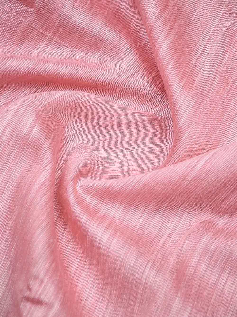 Pastel Pink Rangkat Linen Handloom Banarasi Saree - Sacred Weaves