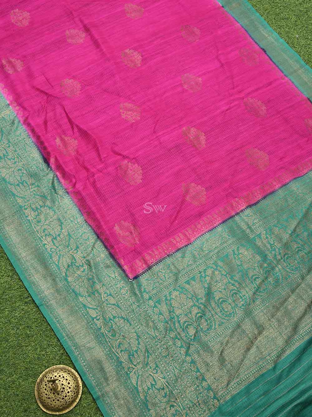 Magenta Boota Dupion Silk Handloom Banarasi Saree - Sacred Weaves