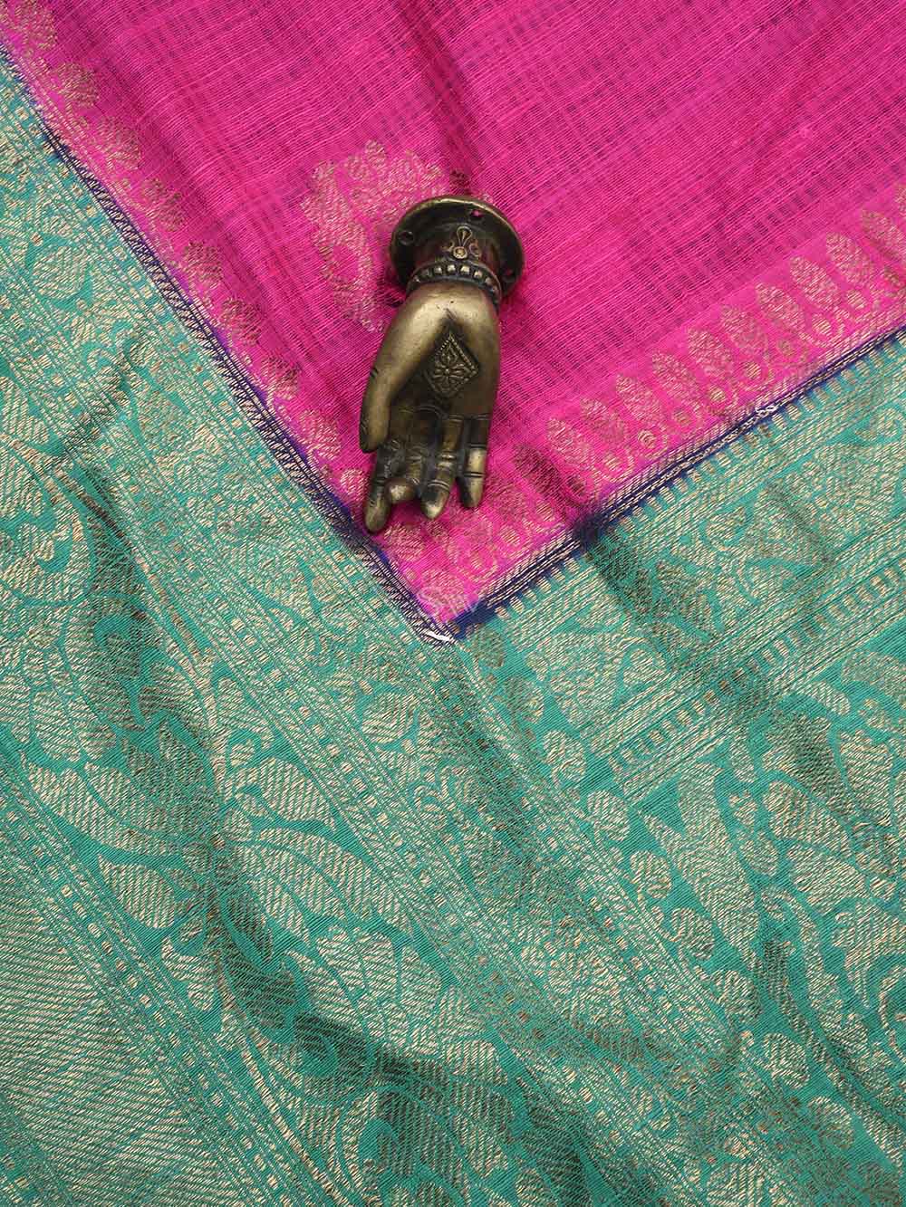 Magenta Boota Dupion Silk Handloom Banarasi Saree - Sacred Weaves