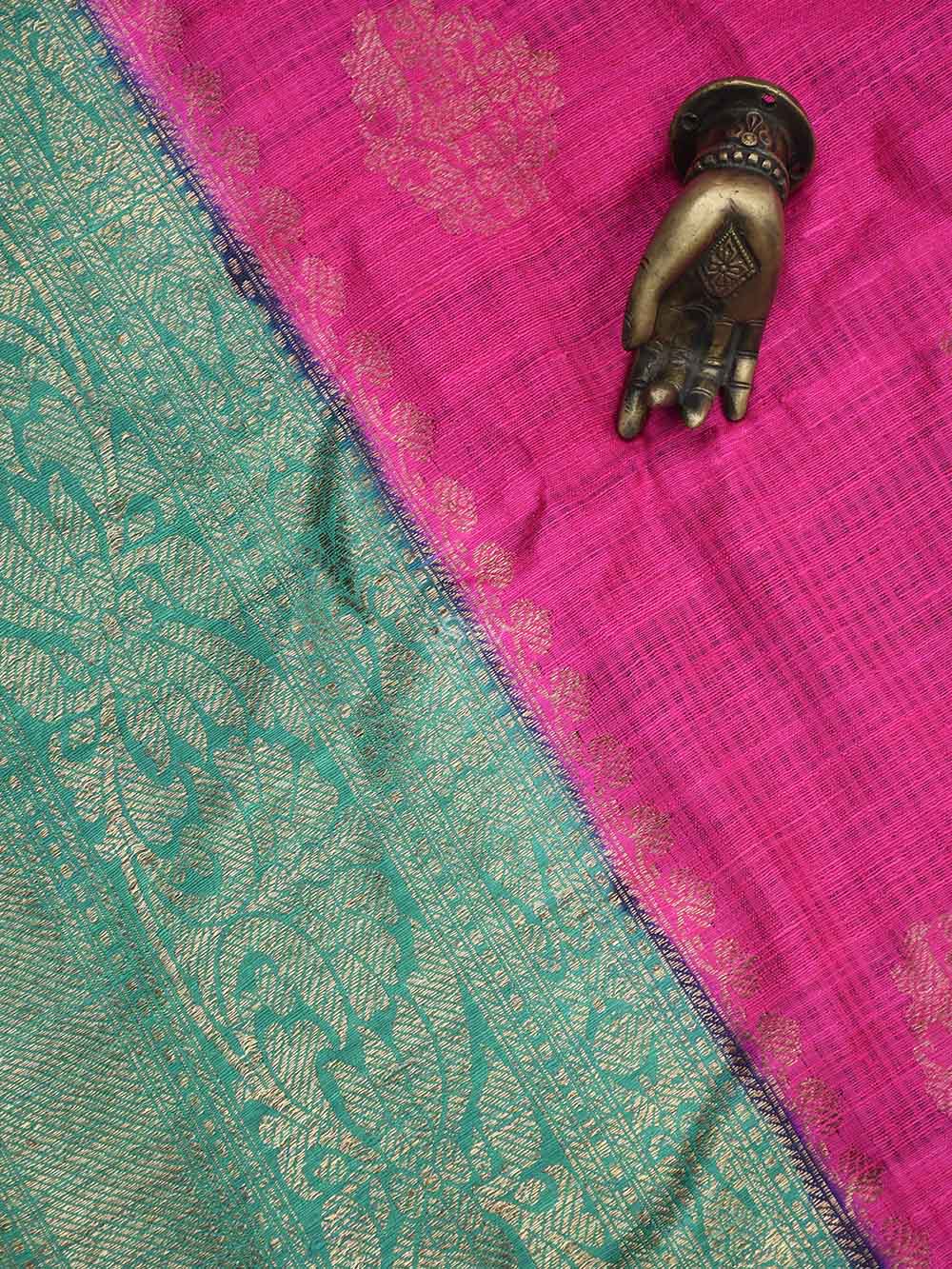 Magenta Boota Dupion Silk Handloom Banarasi Saree - Sacred Weaves