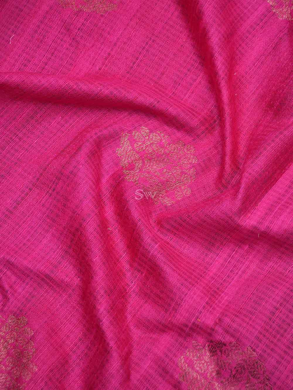 Magenta Boota Dupion Silk Handloom Banarasi Saree - Sacred Weaves