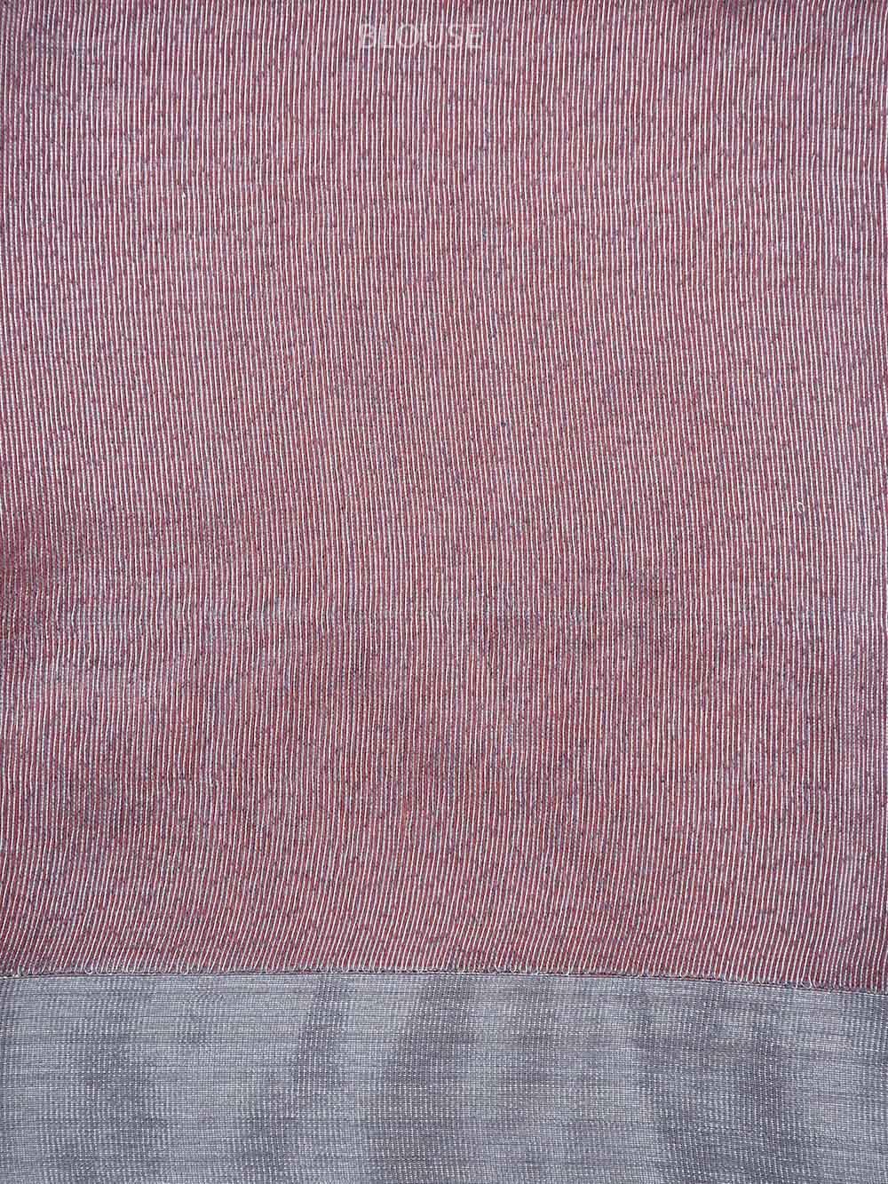 Coral Peach Jaal Linen Handloom Banarasi Saree - Sacred Weaves
