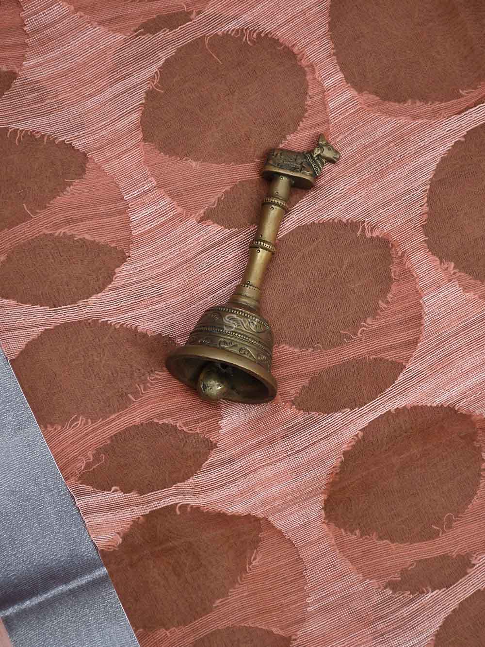 Peach Jaal Linen Handloom Banarasi Saree - Sacred Weaves