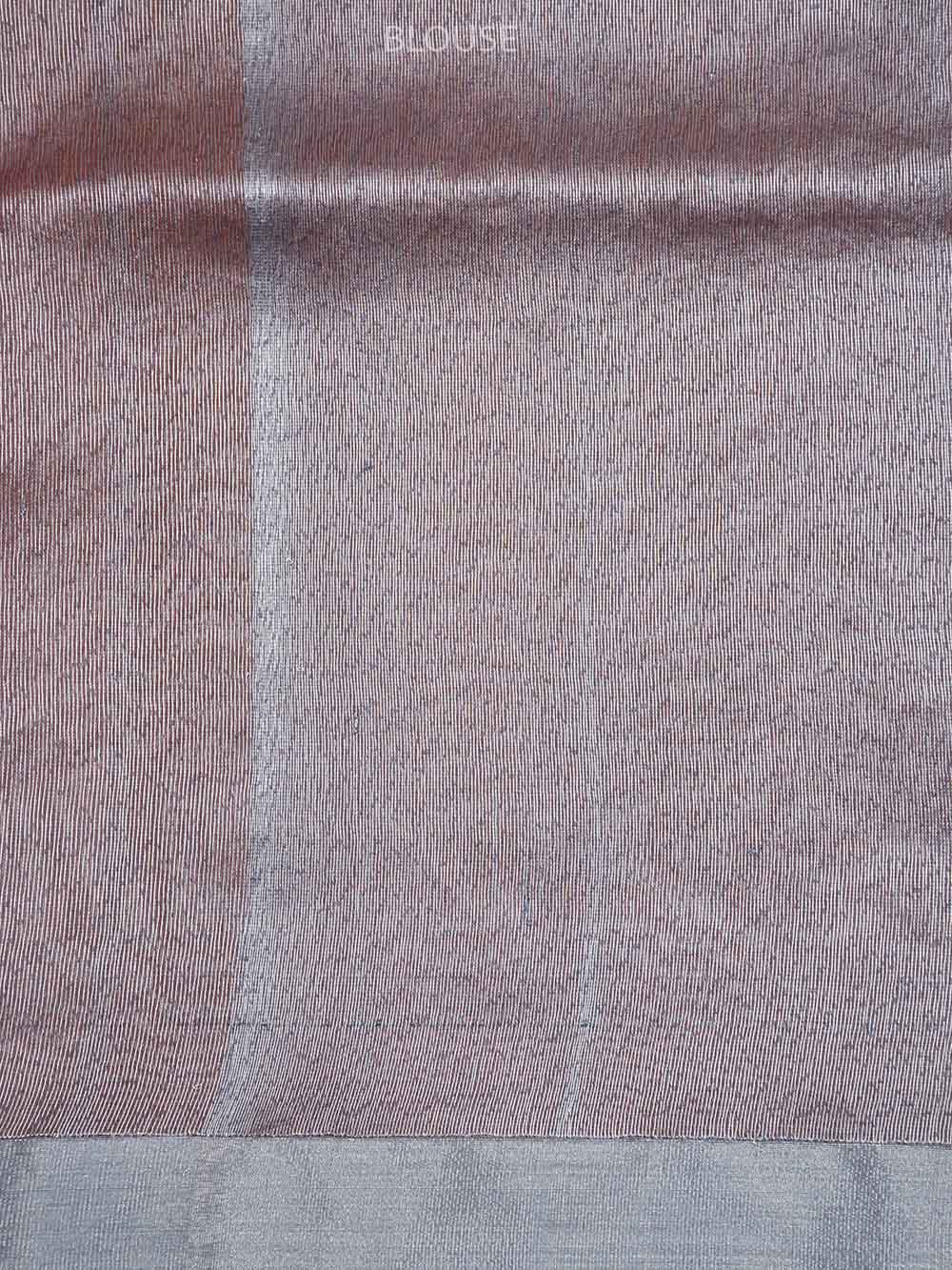 Peach Jaal Linen Handloom Banarasi Saree - Sacred Weaves