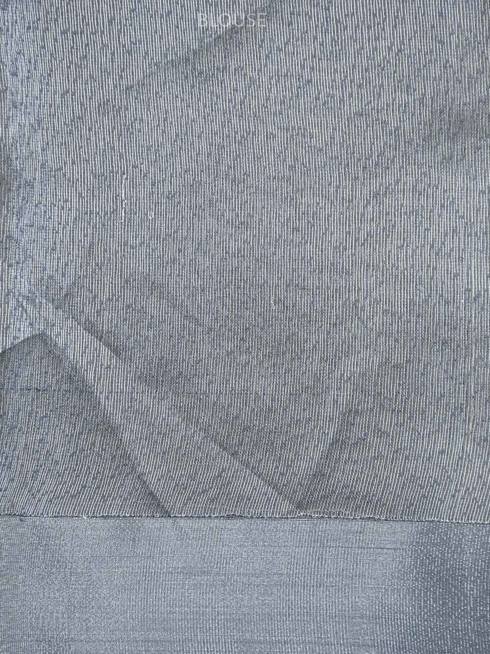 Dusty Grey Jaal Linen Handloom Banarasi Saree - Sacred Weaves