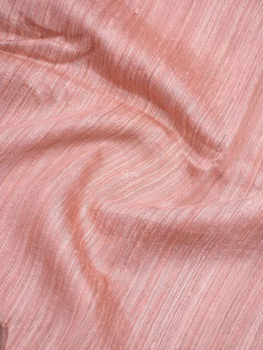 Dusty Rose Pink Linen Handloom Banarasi Saree - Sacred Weaves