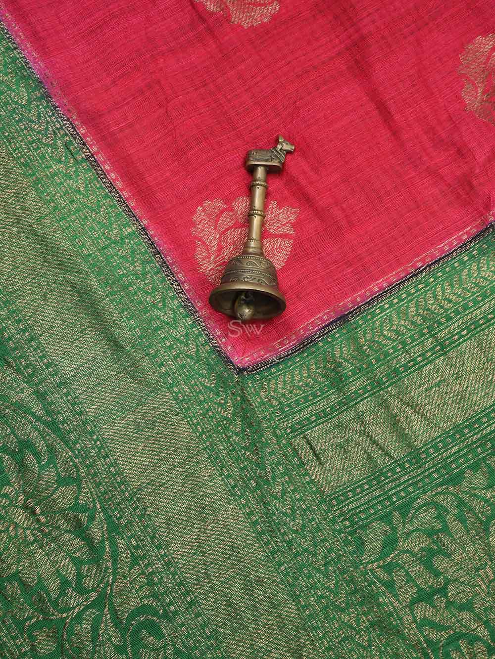  Red Boota Dupion Silk Handloom Banarasi Saree - Sacred Weaves