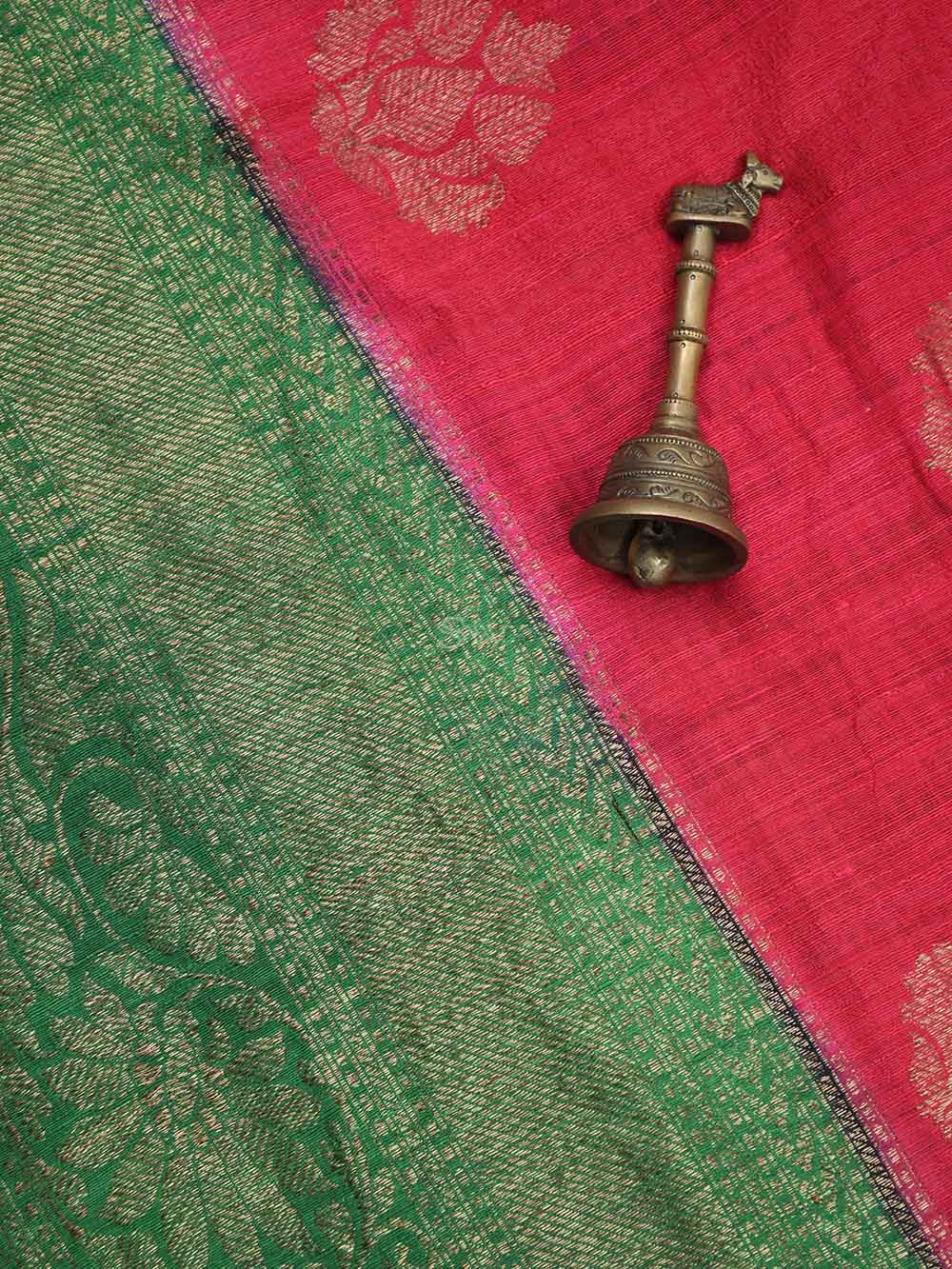  Red Boota Dupion Silk Handloom Banarasi Saree - Sacred Weaves