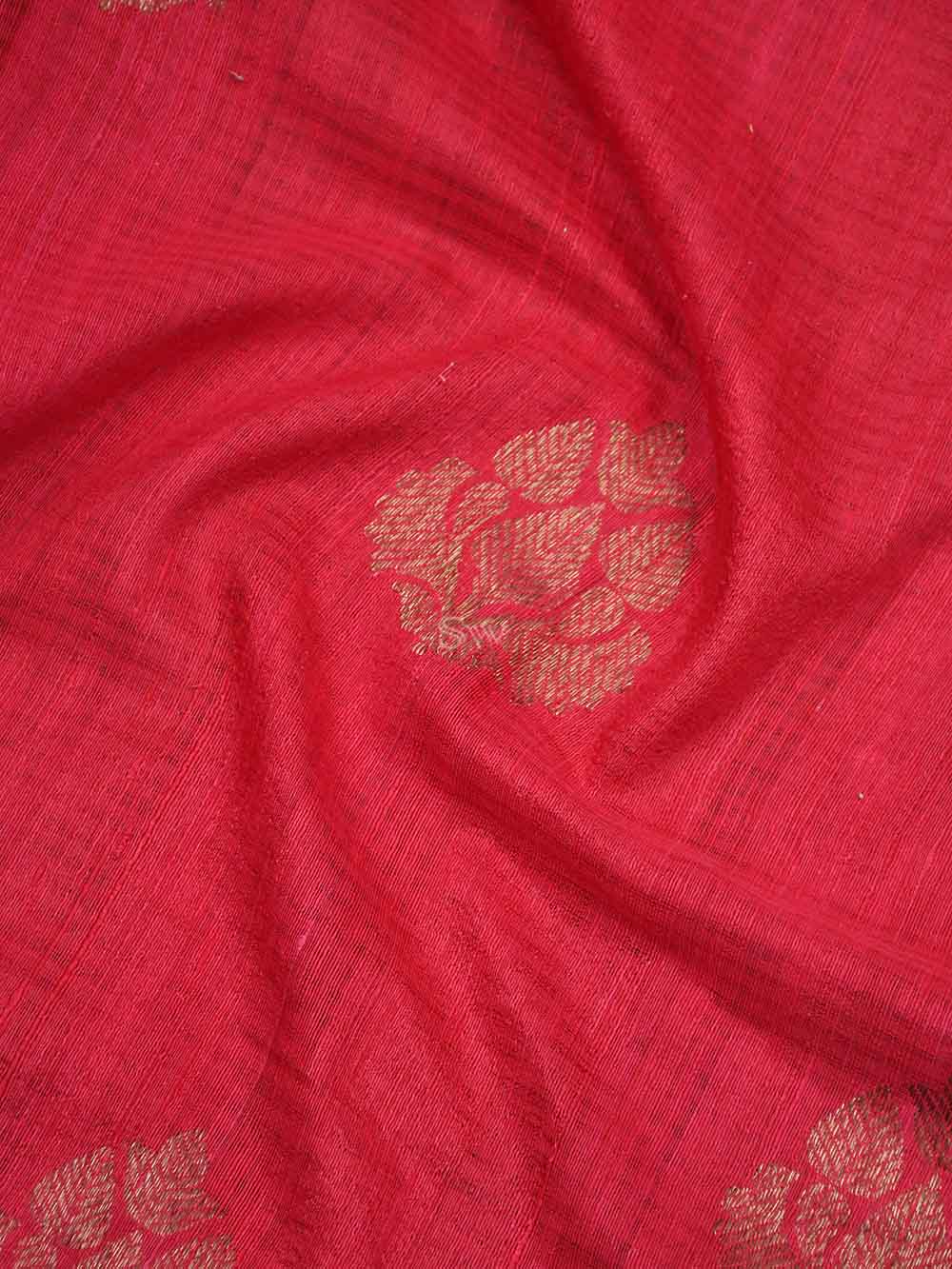  Red Boota Dupion Silk Handloom Banarasi Saree - Sacred Weaves