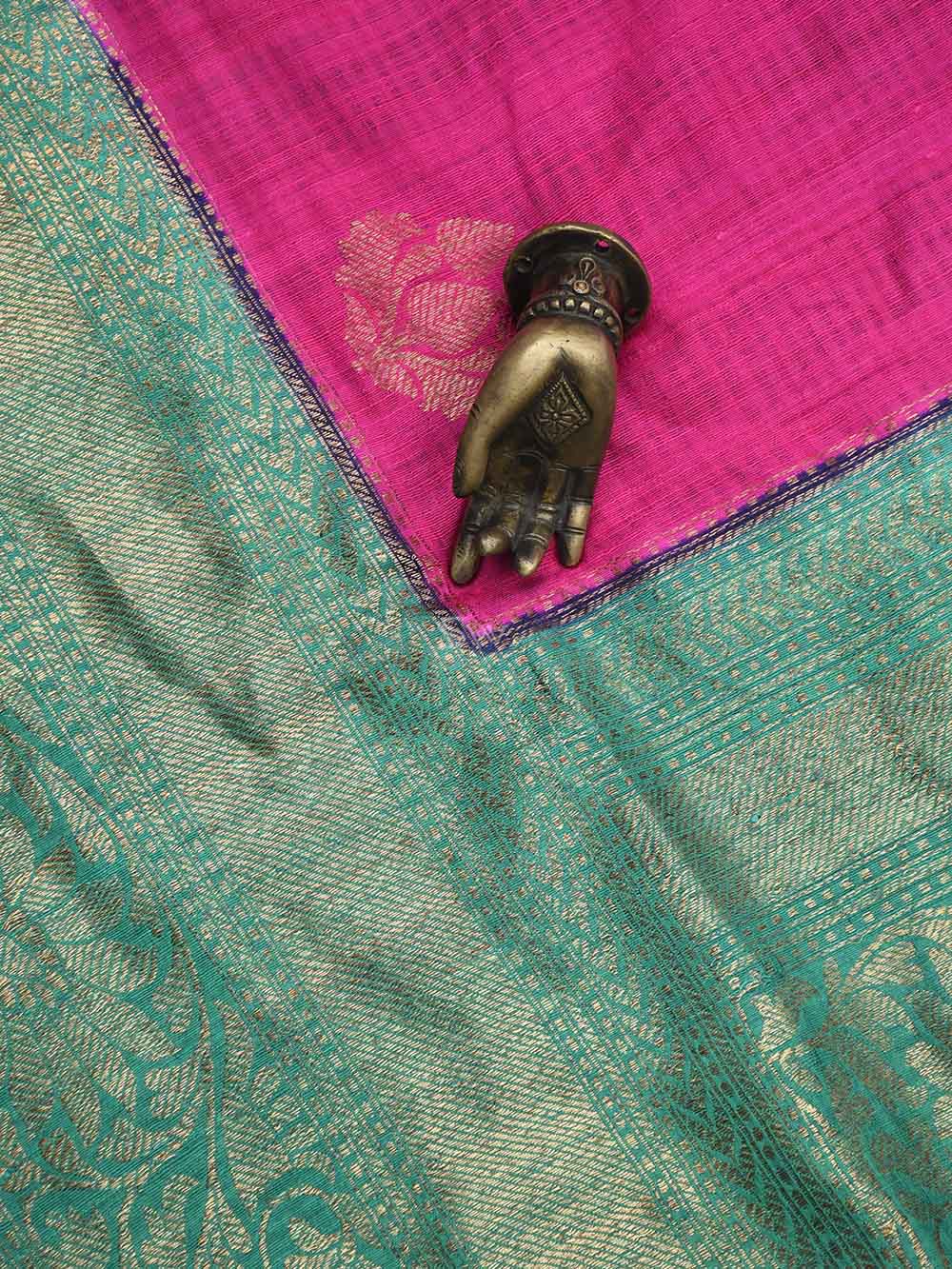 Magenta Boota Dupion Silk Handloom Banarasi Saree - Sacred Weaves