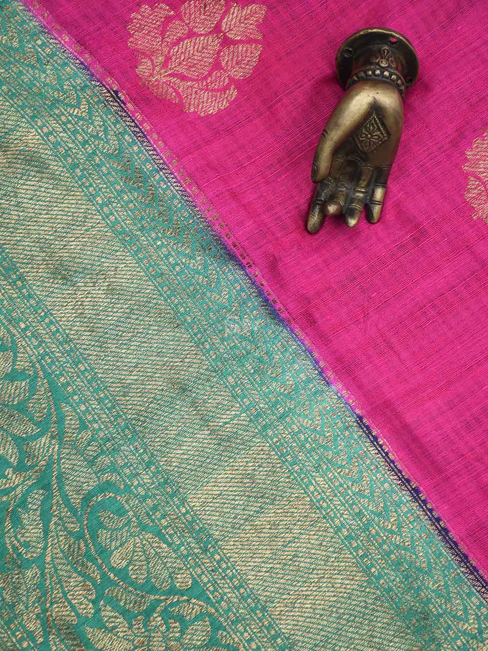 Magenta Boota Dupion Silk Handloom Banarasi Saree - Sacred Weaves
