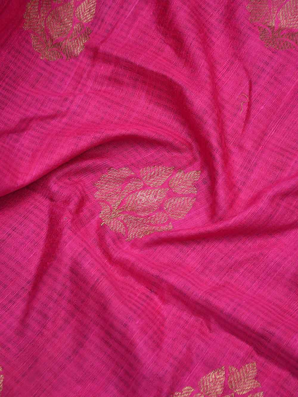 Magenta Boota Dupion Silk Handloom Banarasi Saree - Sacred Weaves