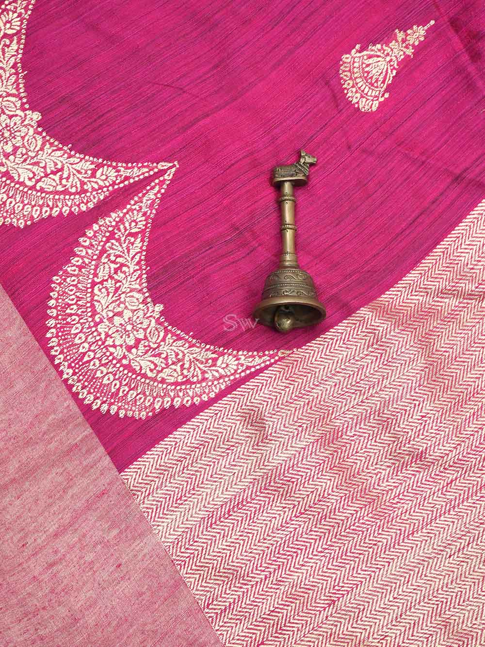Magenta Boota Dupion Silk Handloom Banarasi Saree - Sacred Weaves