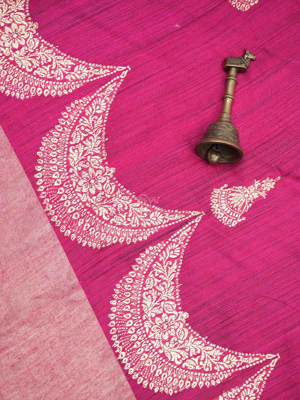 Magenta Boota Dupion Silk Handloom Banarasi Saree - Sacred Weaves