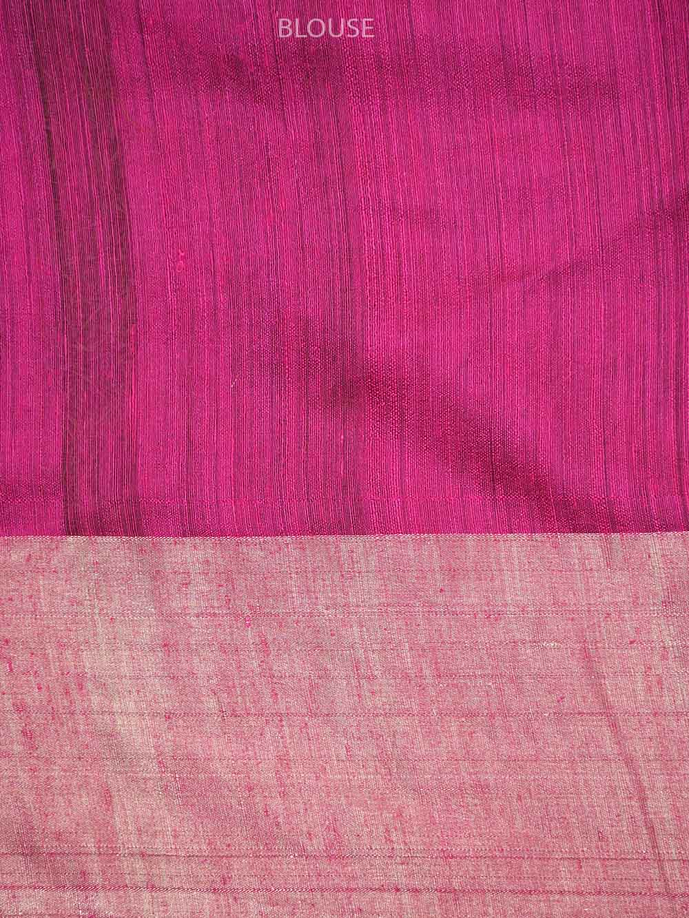 Magenta Boota Dupion Silk Handloom Banarasi Saree - Sacred Weaves