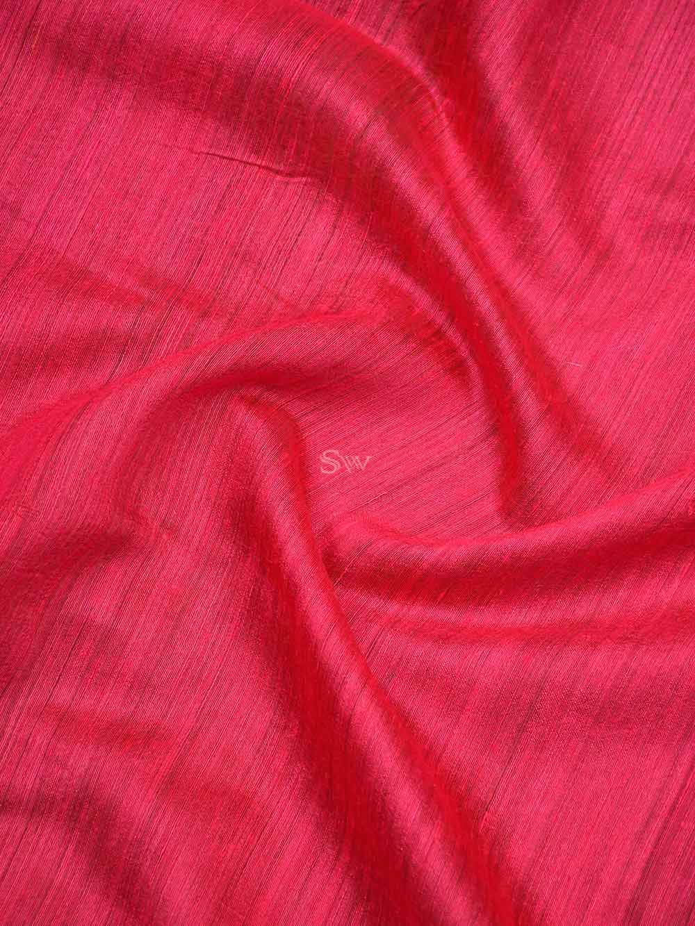 Magenta Plain Dupion Silk Handloom Banarasi Saree - Sacred Weaves