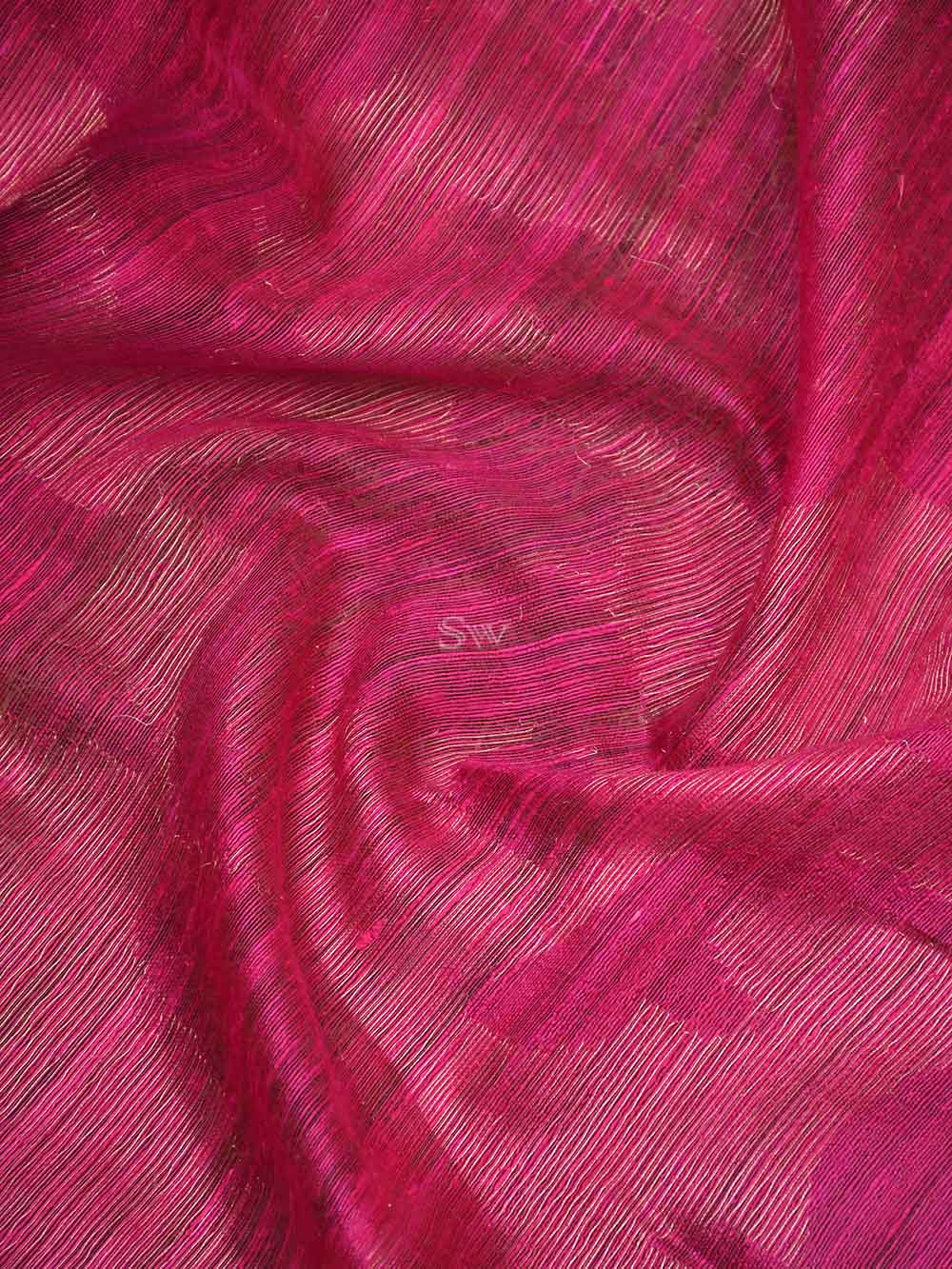 Magenta Linen Handloom Banarasi Saree - Sacred Weaves