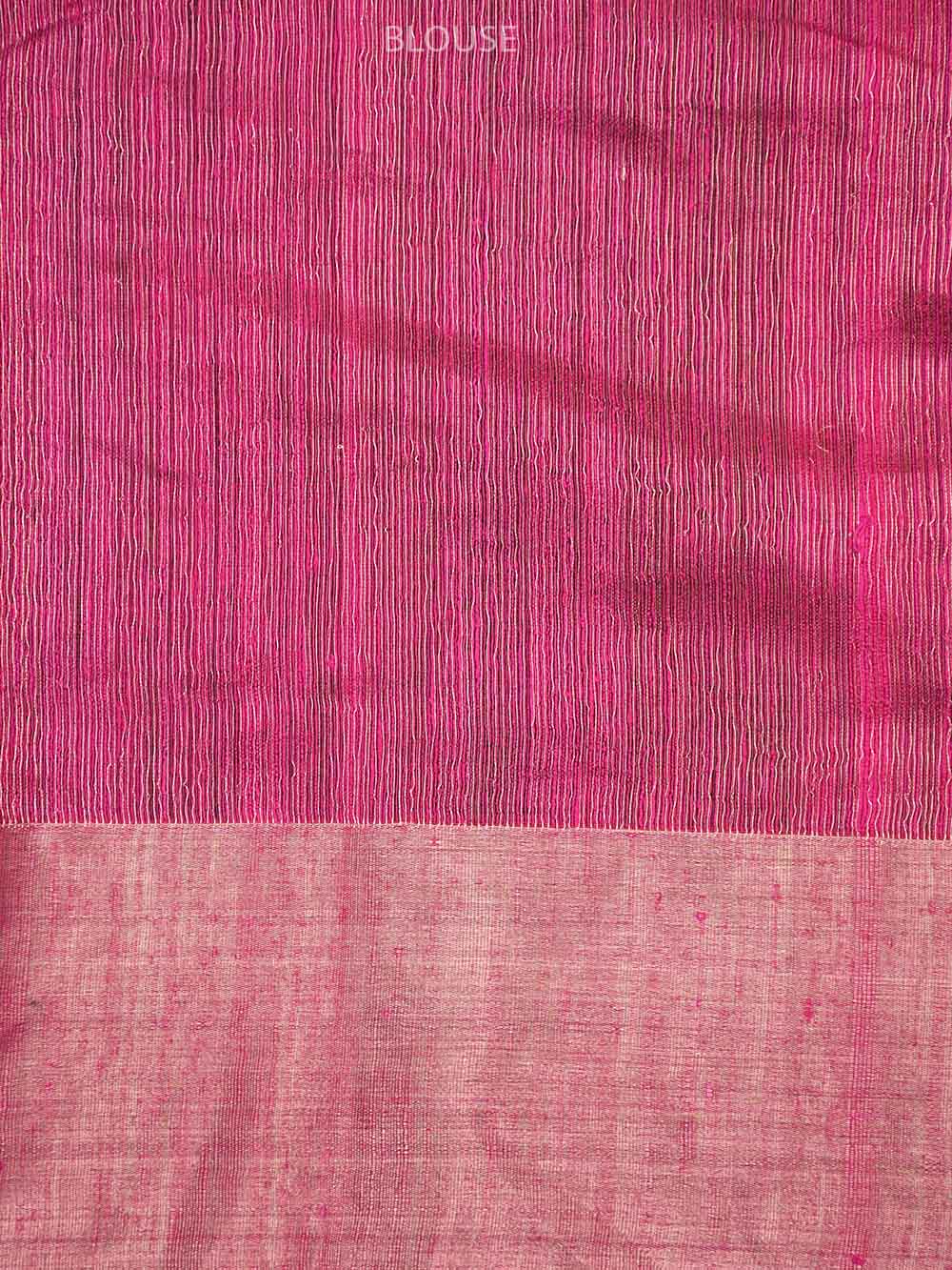 Magenta Linen Handloom Banarasi Saree - Sacred Weaves