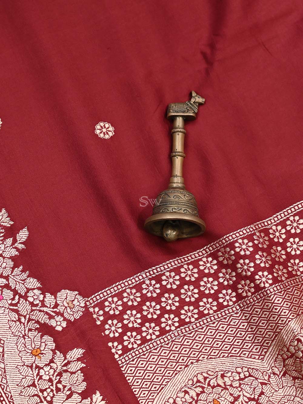 Maroon Mashru Satin Silk Handloom Banarasi Saree - Sacred Weaves