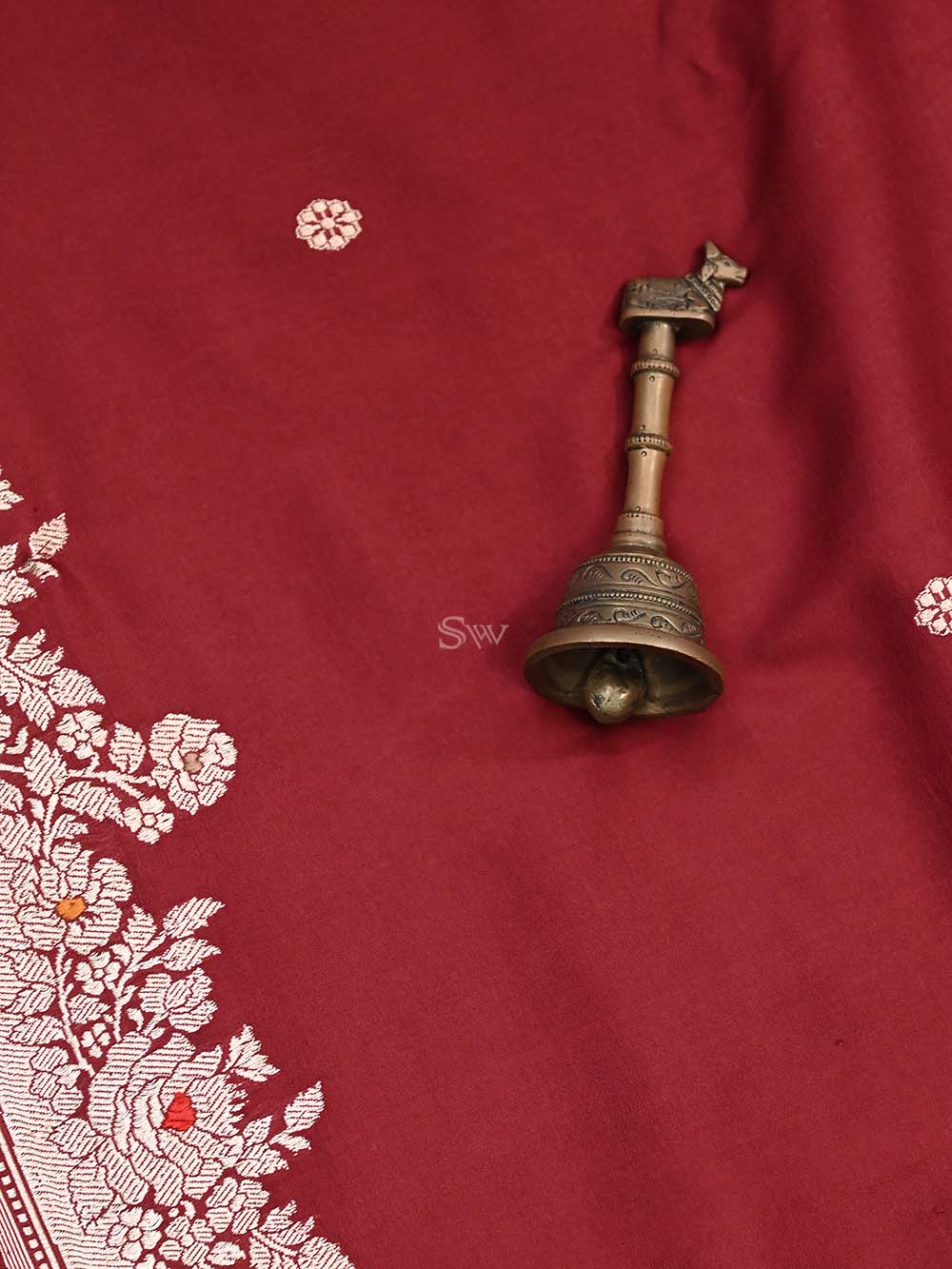 Maroon Mashru Satin Silk Handloom Banarasi Saree - Sacred Weaves