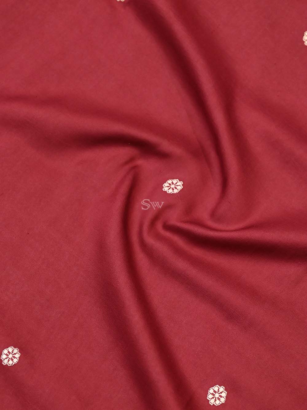 Maroon Mashru Satin Silk Handloom Banarasi Saree - Sacred Weaves