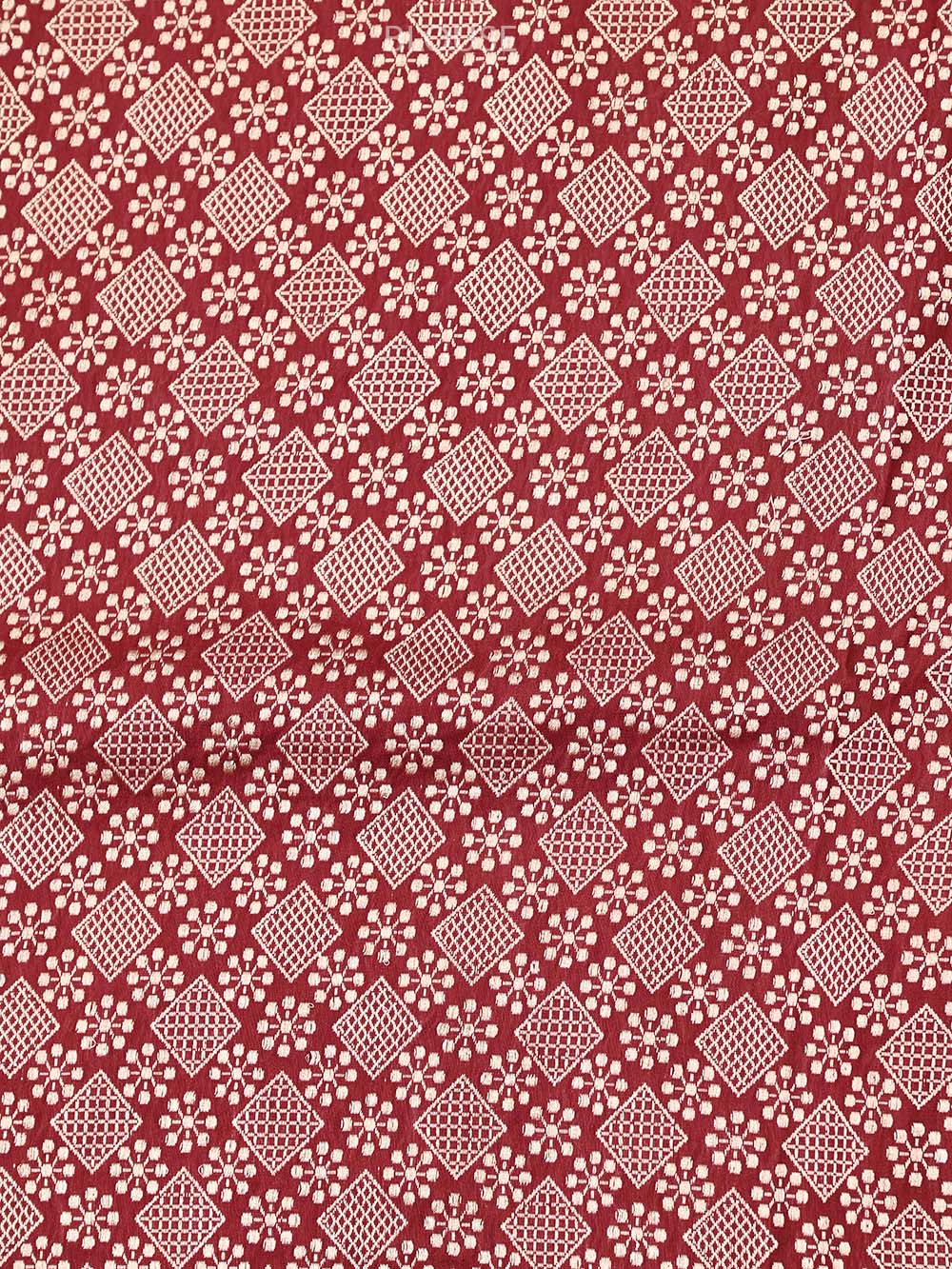 Maroon Mashru Satin Silk Handloom Banarasi Saree - Sacred Weaves