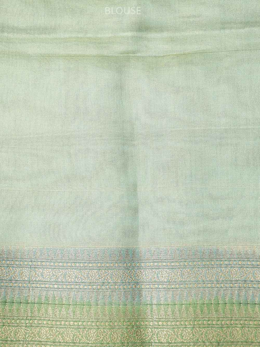 Sea Green Booti Tissue Handloom Banarasi Saree - Sacred Weaves