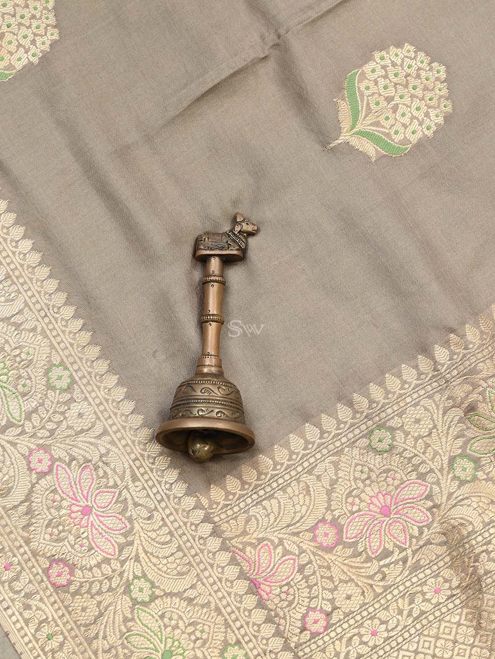 Dark Beige Mashru Satin Silk Handloom Banarasi Saree - Sacred Weaves
