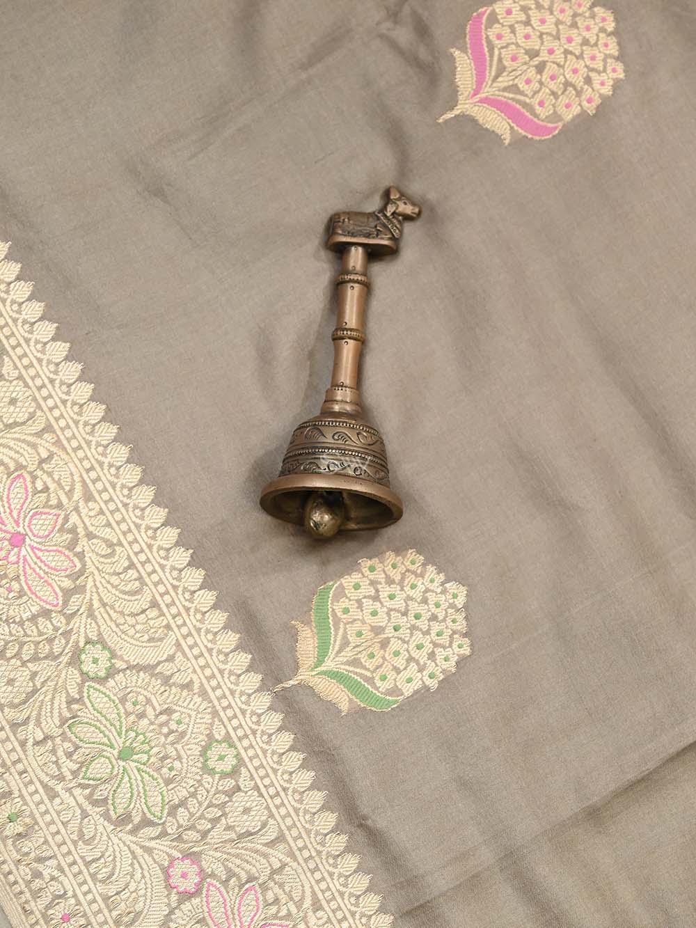Dark Beige Mashru Satin Silk Handloom Banarasi Saree - Sacred Weaves
