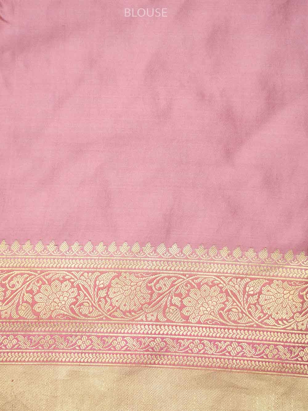 Pink Booti Satin Silk Handloom Banarasi Saree - Sacred Weaves