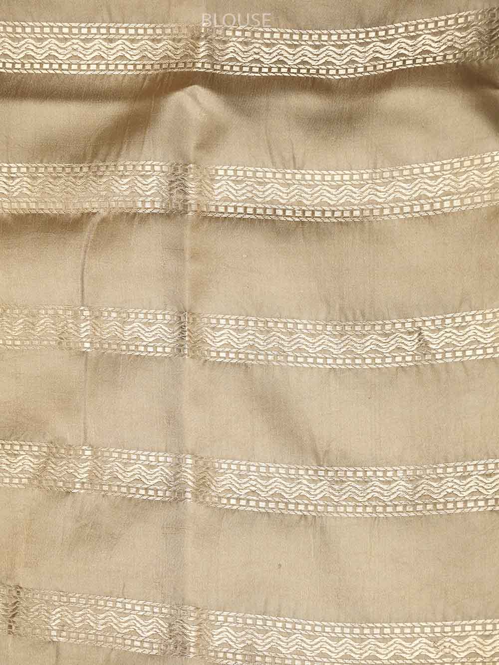 Beige Boota Satin Silk Handloom Banarasi Saree - Sacred Weaves