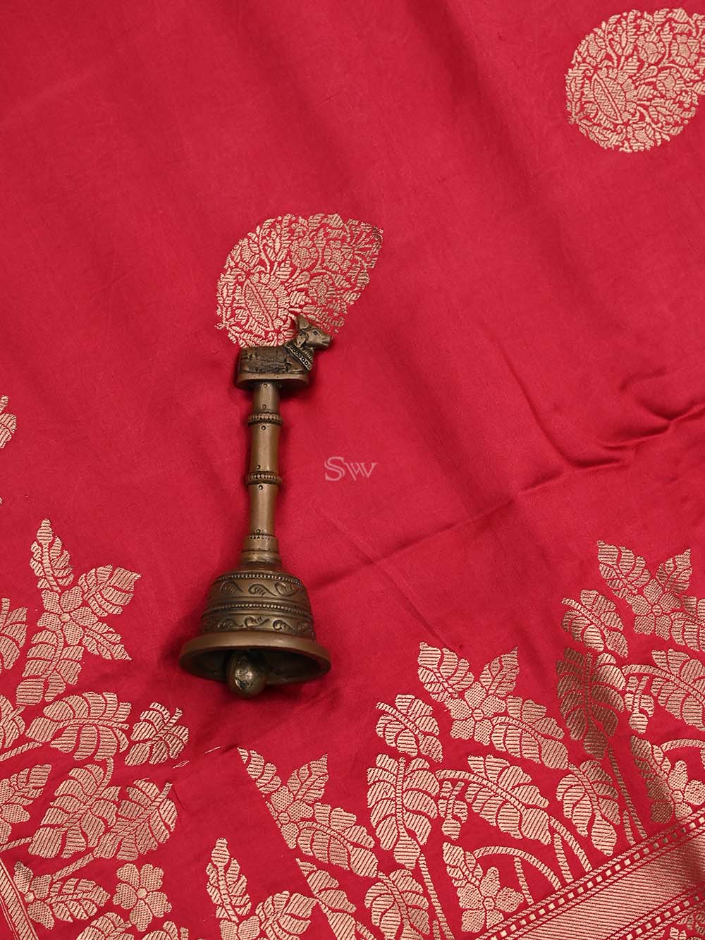 Red Boota Satin Silk Handloom Banarasi Saree - Sacred Weaves