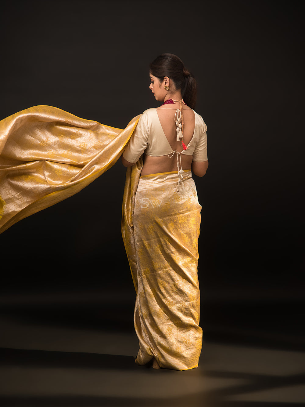 Yellow Katan Silk Shikargah Brocade Handloom Banarasi Saree - Sacred Weaves