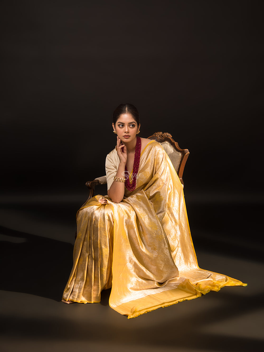 Yellow Katan Silk Shikargah Brocade Handloom Banarasi Saree - Sacred Weaves
