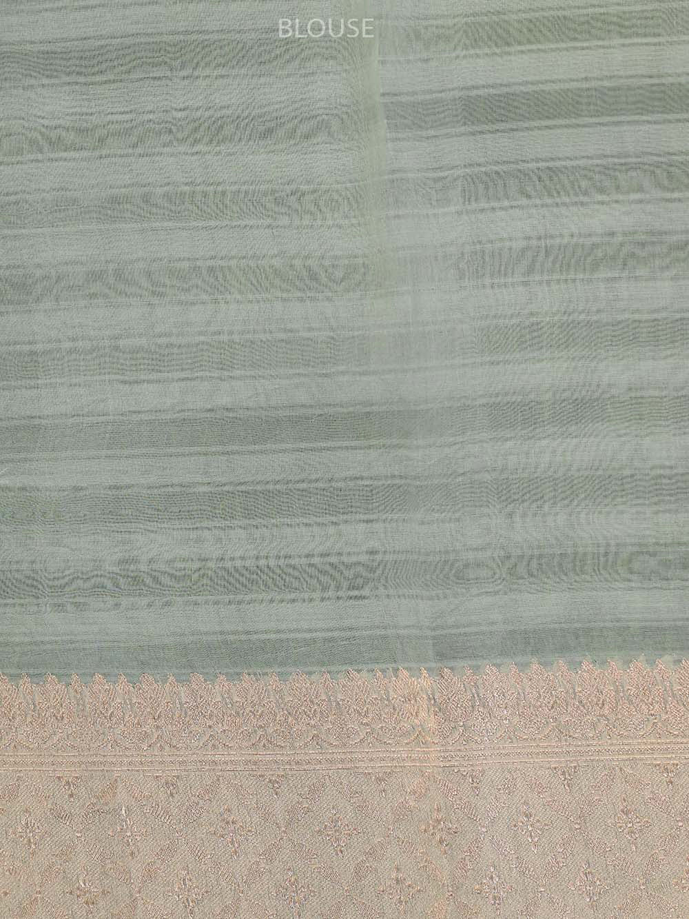 Pastel Pista Green Booti Organza Handloom Banarasi Saree - Sacred Weaves