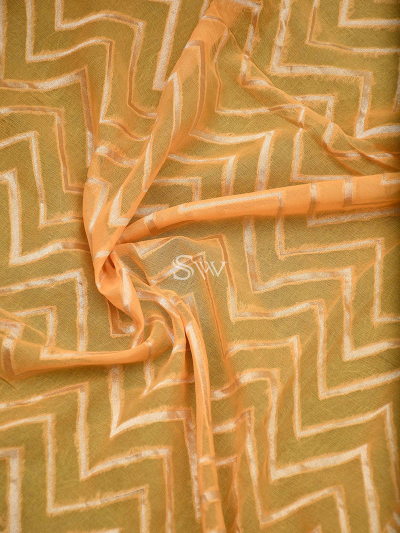 Yellow Khaddi Georgette Handloom Banarasi Saree - Sacred Weaves