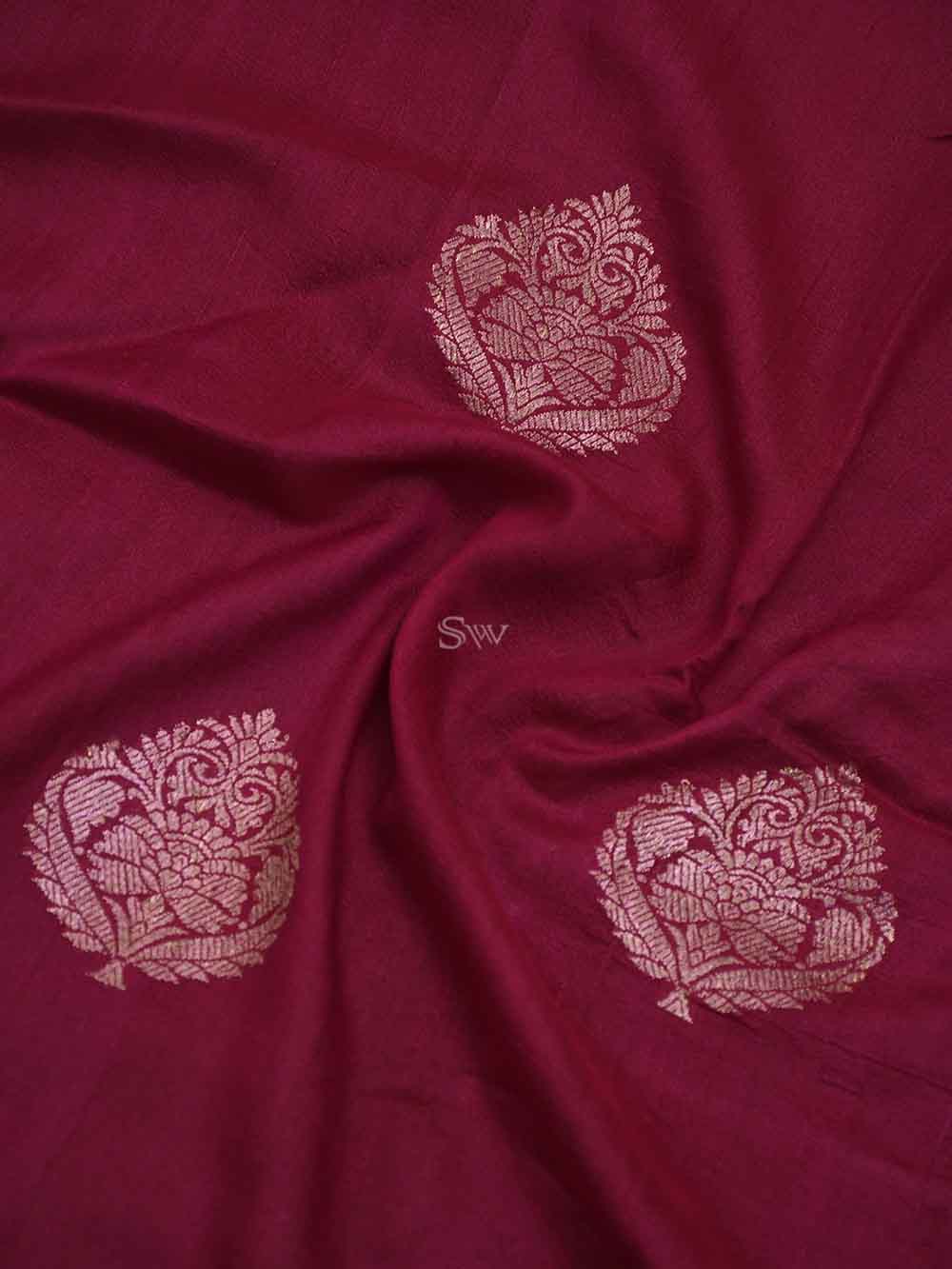 Bright Pink Tussar Silk Handloom Banarasi Saree - Sacred Weaves