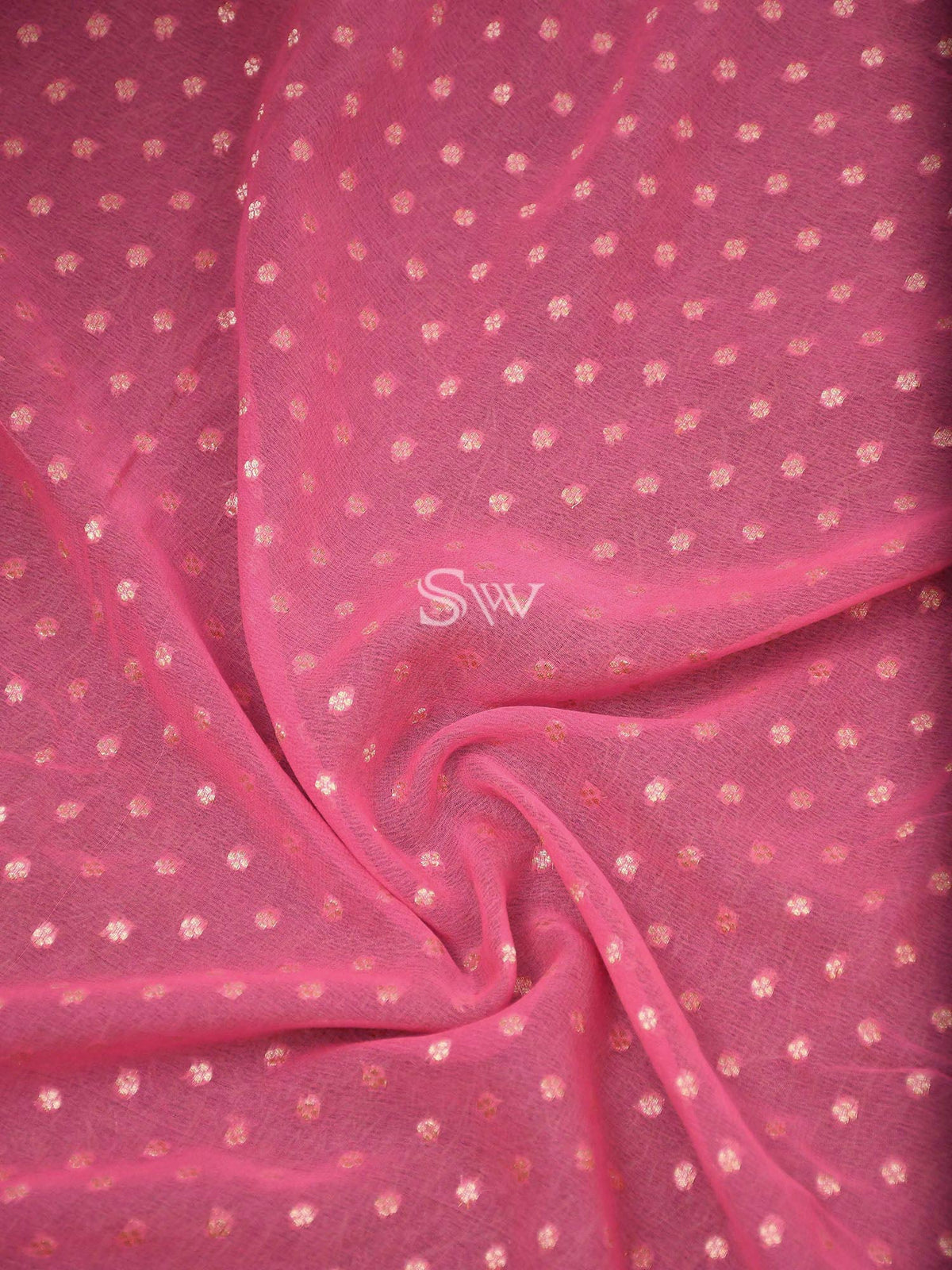 Pink Konia Khaddi Georgette Handloom Banarasi Saree - Sacred Weaves
