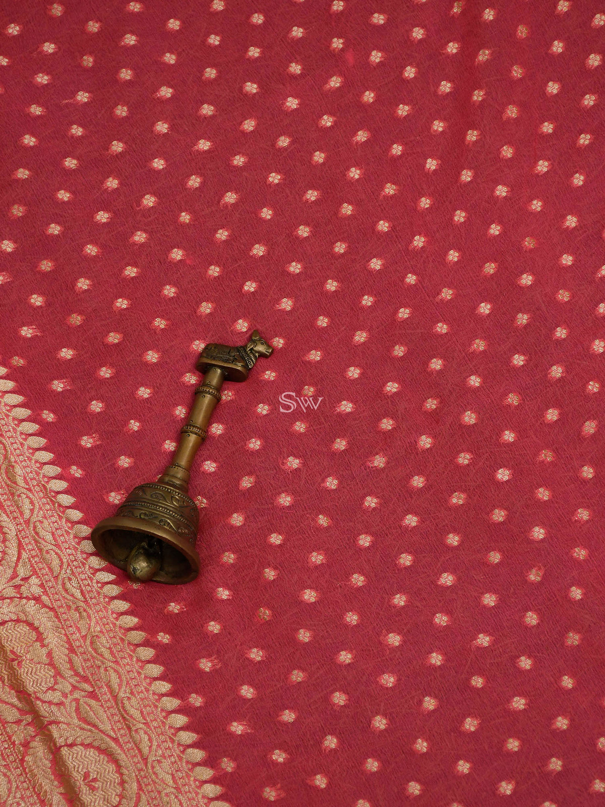Pink Konia Khaddi Georgette Handloom Banarasi Saree - Sacred Weaves