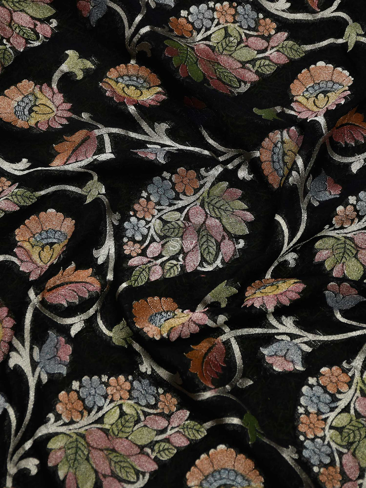 Black Jaal Khaddi Georgette Handloom Banarasi Saree - Sacred Weaves