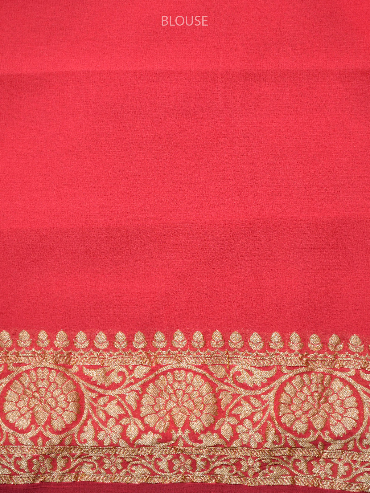Coral Pink Konia Khaddi Georgette Handloom Banarasi Saree - Sacred Weaves