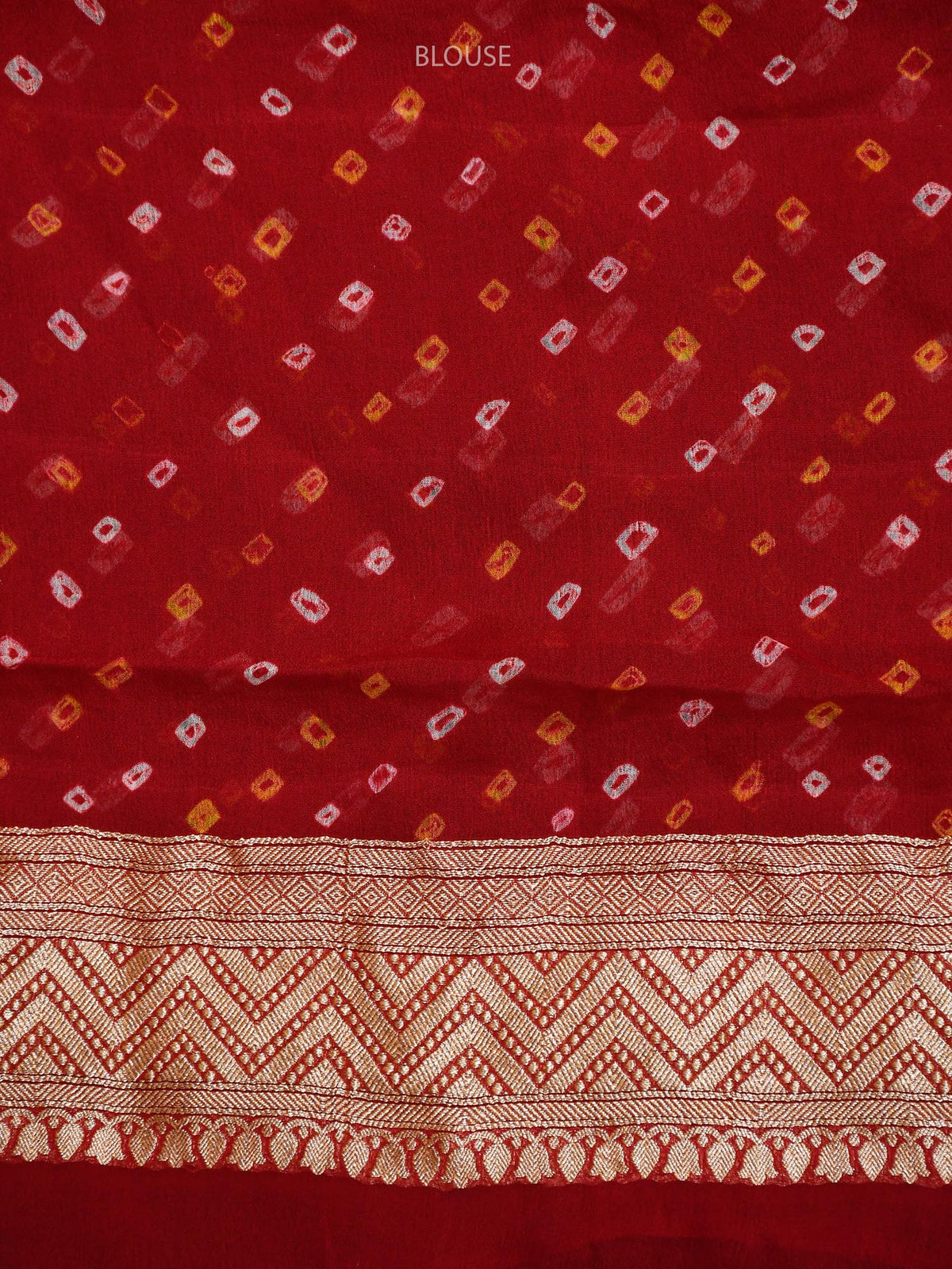 Maroon Orange Bandhani Khaddi Georgette Handloom Banarasi Saree - Sacred Weaves