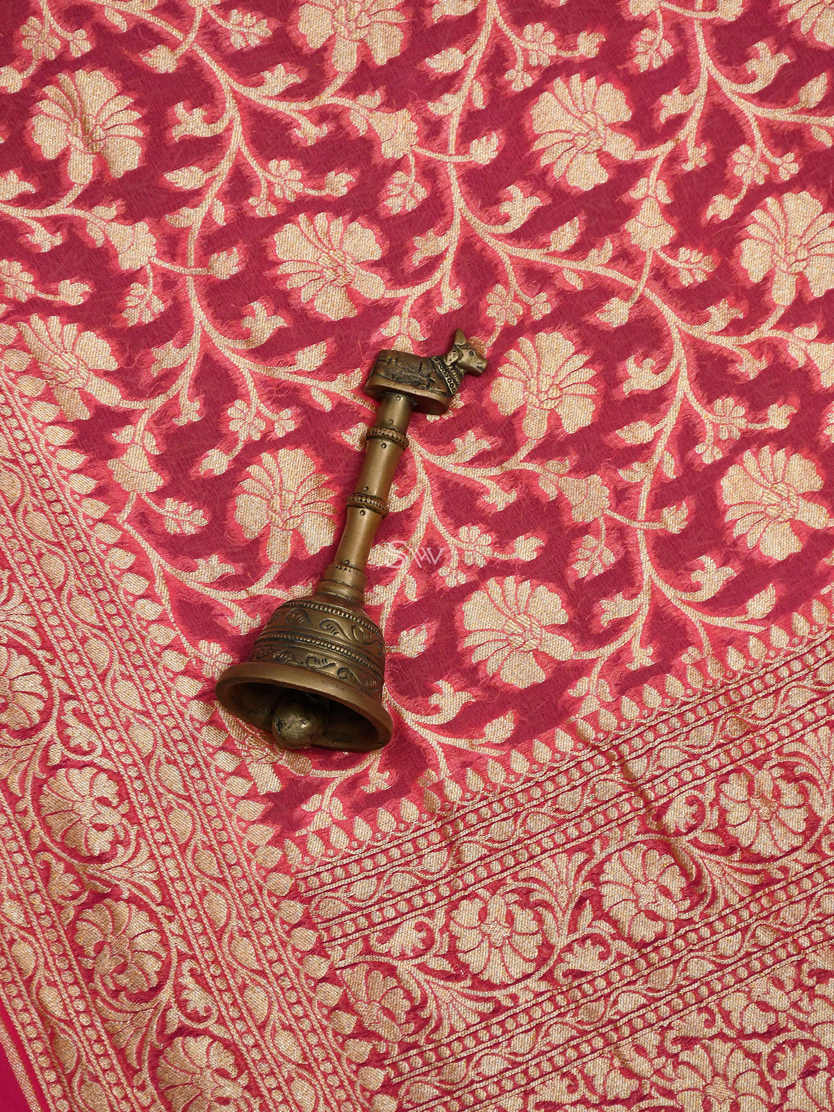 Pink Jaal Khaddi Georgette Handloom Banarasi Saree - Sacred Weaves