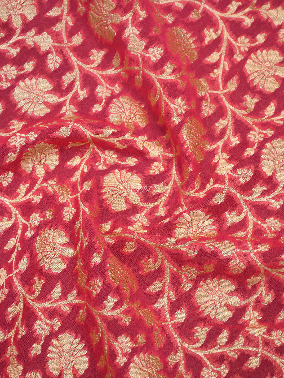 Pink Jaal Khaddi Georgette Handloom Banarasi Saree - Sacred Weaves
