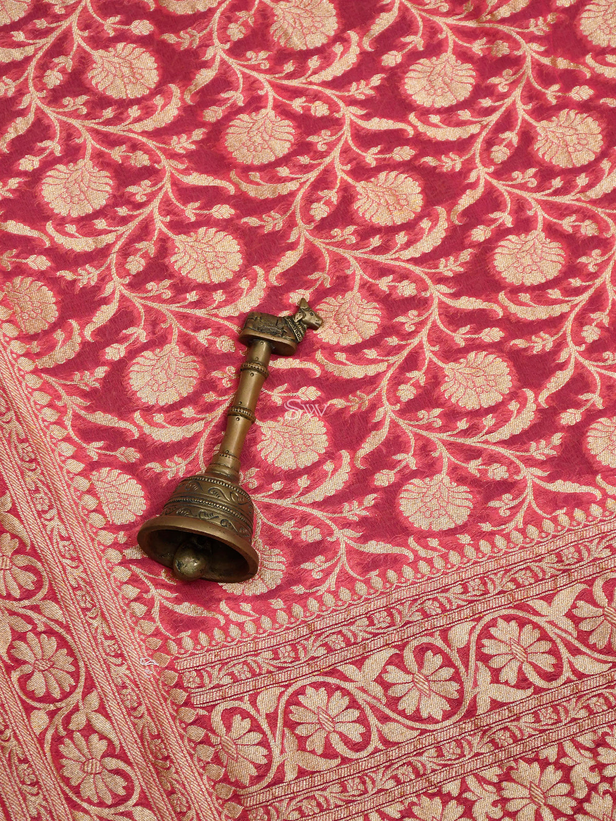 Bright Pink Jaal Khaddi Georgette Handloom Banarasi Saree - Sacred Weaves