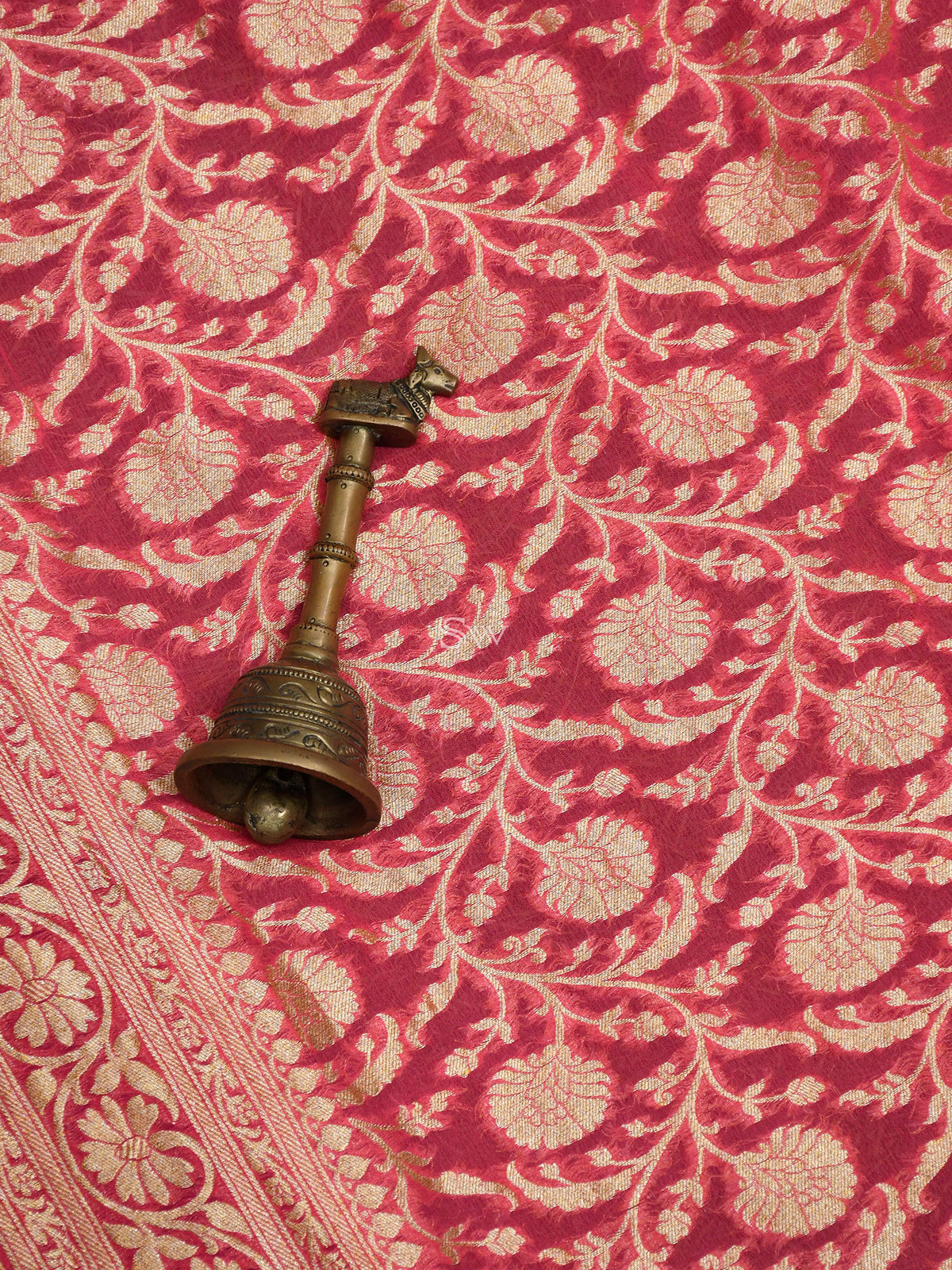 Bright Pink Jaal Khaddi Georgette Handloom Banarasi Saree - Sacred Weaves